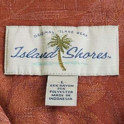 Island Shores Hawaiian Shirt Men's L Floral Collared Button-Up Orange - Thumbnail 7