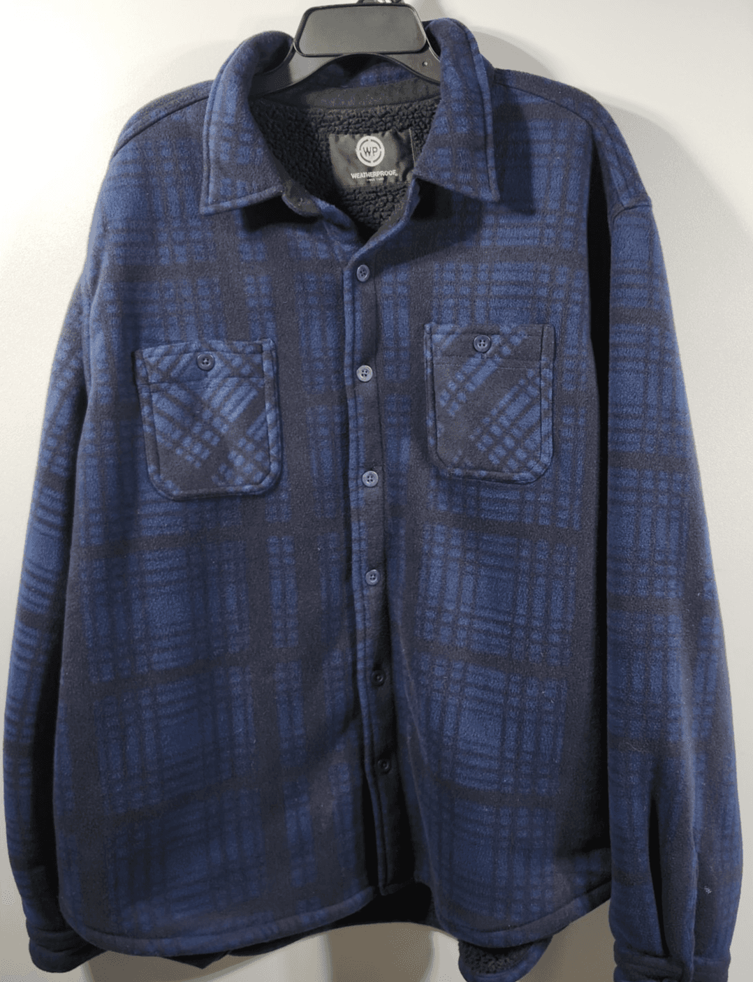 Weatherproof Men's XXL Fleece Lined Blue Black Plaid Work Quilted Shirt Jacket - Thumbnail 5