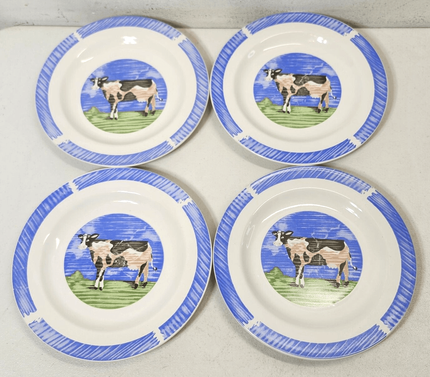 Gibson Cow Plates Country Kitchen Bundle Lot Barnyard Heaven 8" Set of 4 - Thumbnail 2