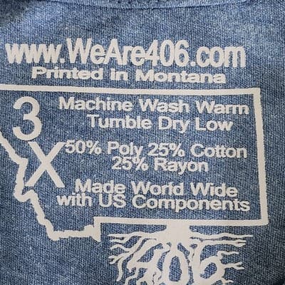 Montana Women's 3X T-shirt Blue Heather Short Sleeve Graphic We Are 406 - Thumbnail 7