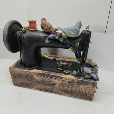 Antique Sewing Machine Display Floral Bird Theme Storage Tray Home Decor - Thumbnail 8
