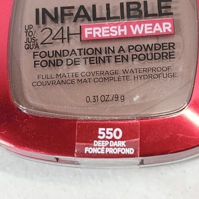 L Oréal Paris Infallible 24H Fresh Wear Powder Foundation 550 Deep Dark NEW - Thumbnail 2