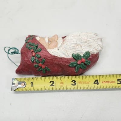 Vintage Artist Made Santa Head Christmas Ornament Signed Don Whitman Studio - Thumbnail 2