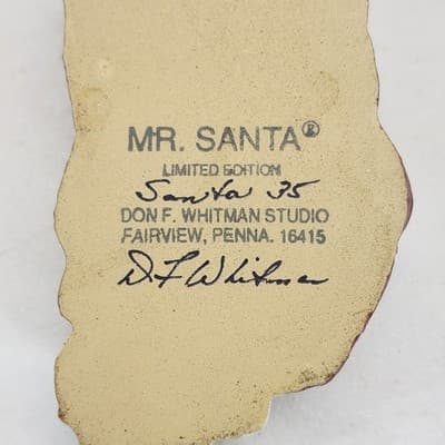Vintage Artist Made Santa Head Christmas Ornament Signed Don Whitman Studio - Thumbnail 5