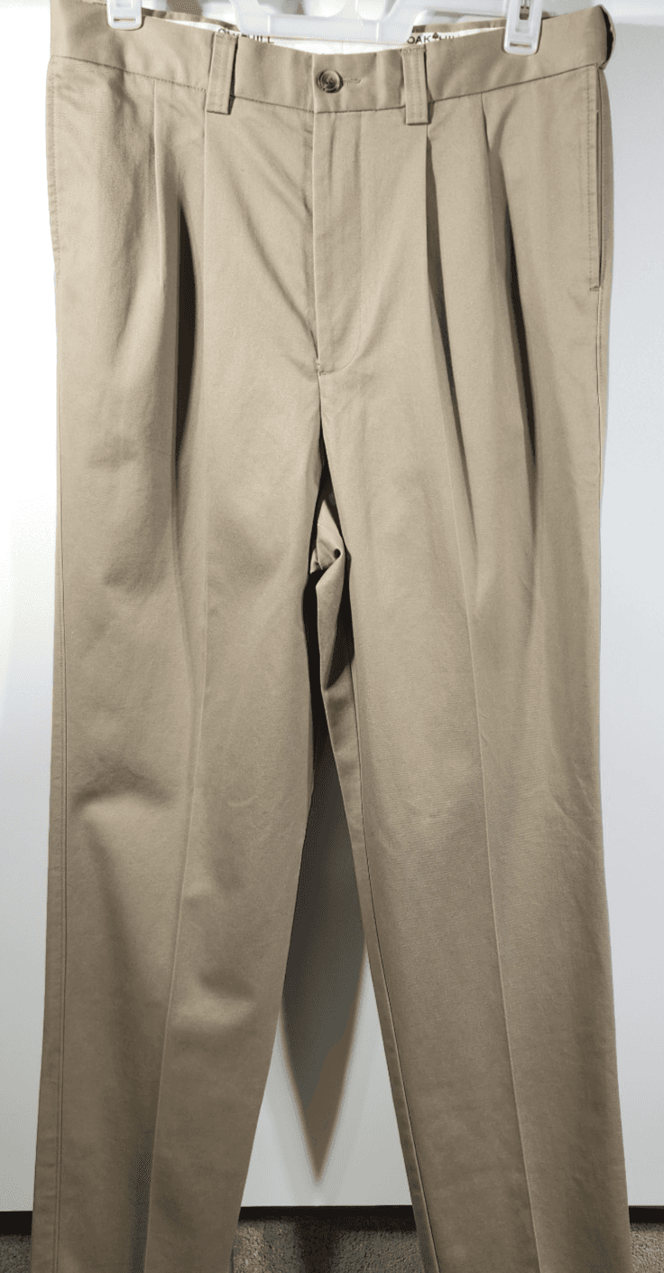 Oak Hill Pants Men's 36x38 Beige Premium Chino Dress Flat Front Stretch Casual - Thumbnail 5