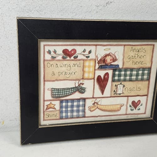 Angels Gather Here Framed Picture Art Wall Hanging Home Decor 8.5" X 6.5" - Thumbnail 3