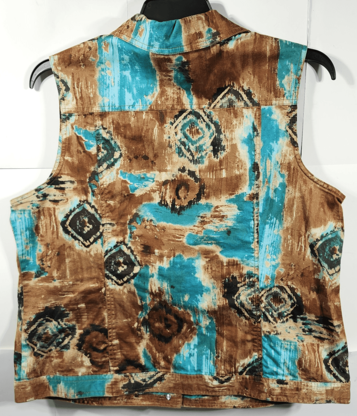 Y2K Abstract Women's Brown Vest Blue Tortoise Prairie Core Additions By Chico's - Thumbnail 6