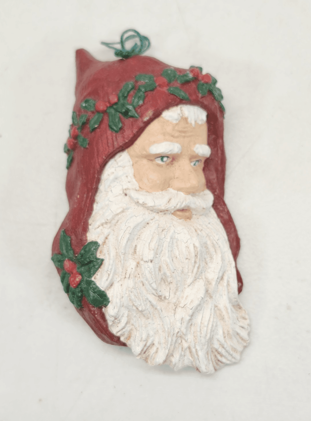 Vintage Artist Made Santa Head Christmas Ornament Signed Don Whitman Studio - Thumbnail 3