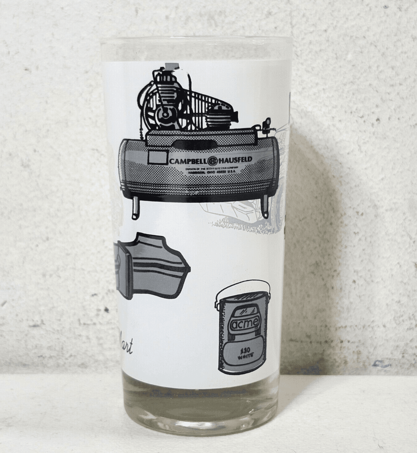 Vintage Campbell Hausfield Drinking Glass Cup Car Automobile 5.5” Tall - Thumbnail 2