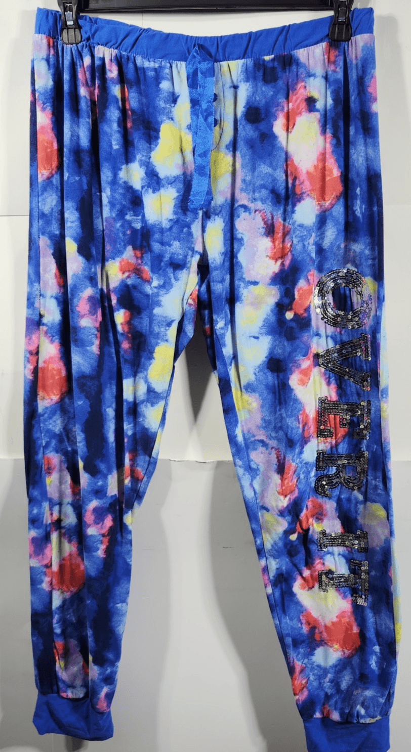 Women’s Tie Dye Joggers 3X Stretch Pants Over It Sequin Graphic - Thumbnail 5
