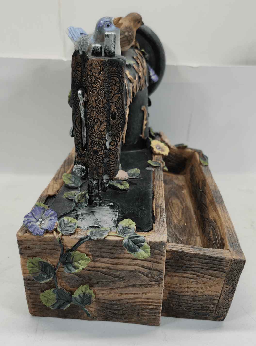 Antique Sewing Machine Display Floral Bird Theme Storage Tray Home Decor - Thumbnail 9