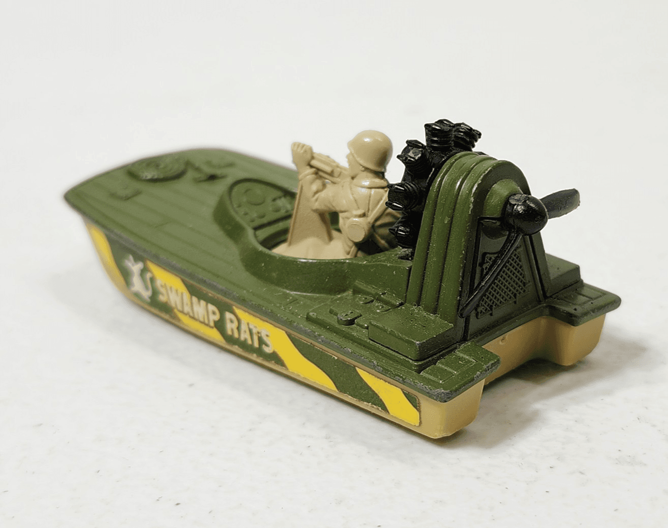 Vintage 1976 Matchbox Lesney No 30 Military Army Swamp Rat Boat With Soldier - Thumbnail 3