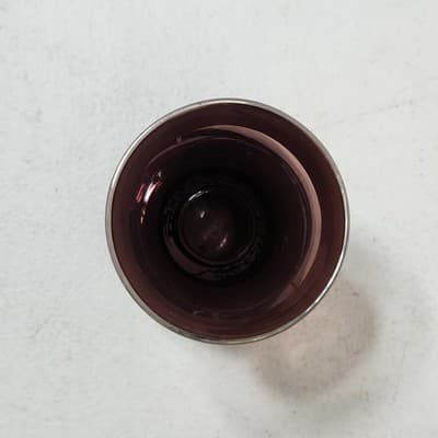 Vintage Venetian Light Purple With Silver Overlay 3.25" Bud Blown Vase - Thumbnail 8