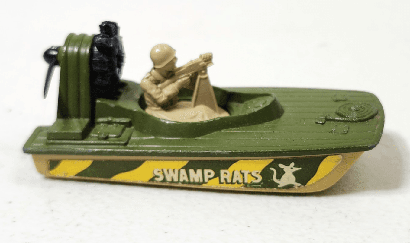 Vintage 1976 Matchbox Lesney No 30 Military Army Swamp Rat Boat With Soldier - Thumbnail 6