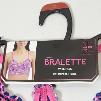No Boundaries Wirefree Lace Bralette Women's Size Medium Pink Blue Wireless NEW - Thumbnail 4