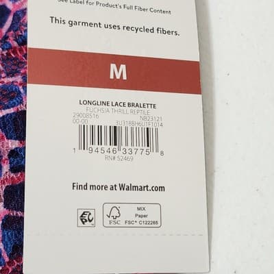 No Boundaries Wirefree Lace Bralette Women's Size Medium Pink Blue Wireless NEW - Thumbnail 5