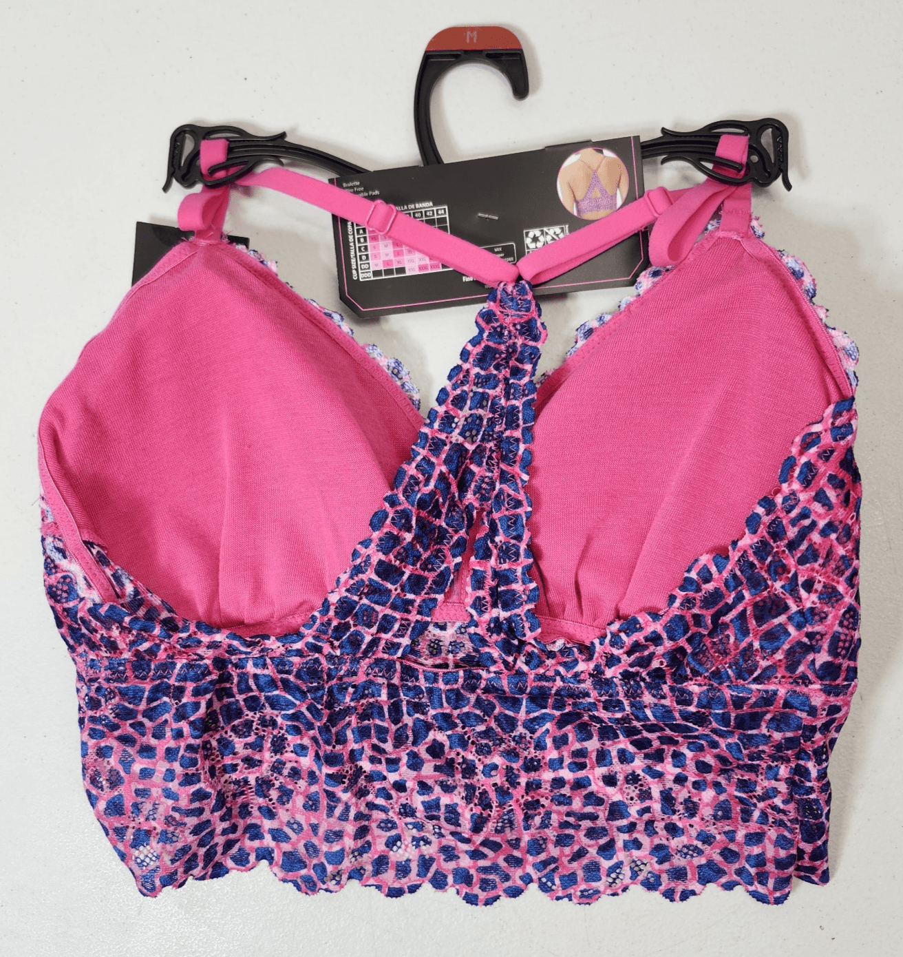 No Boundaries Wirefree Lace Bralette Women's Size Medium Pink Blue Wireless NEW - Thumbnail 6