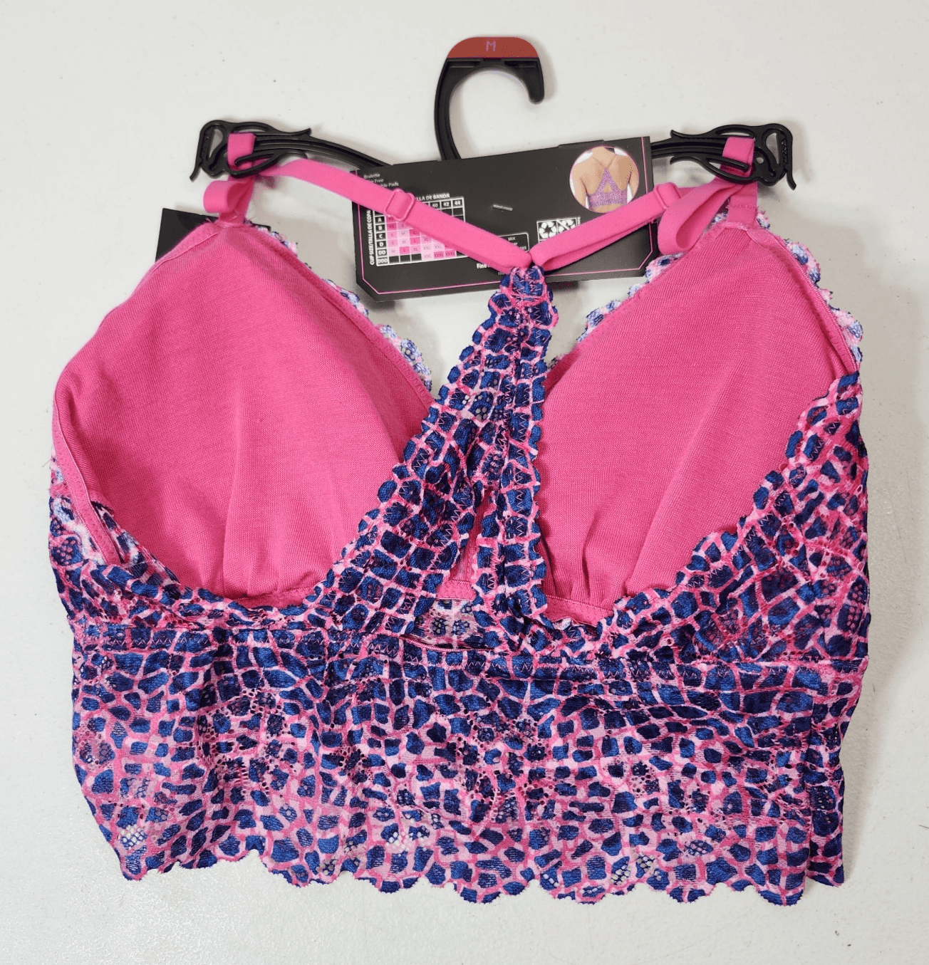 No Boundaries Wirefree Lace Bralette Women's Size Medium Pink Blue Wireless NEW - Thumbnail 2