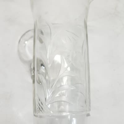 Vintage Glass Pitcher with Etched Leaves 10.75" Tall - Thumbnail 9