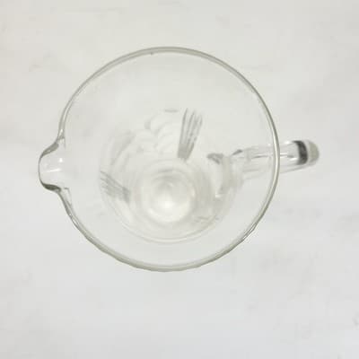 Vintage Glass Pitcher with Etched Leaves 10.75" Tall - Thumbnail 7