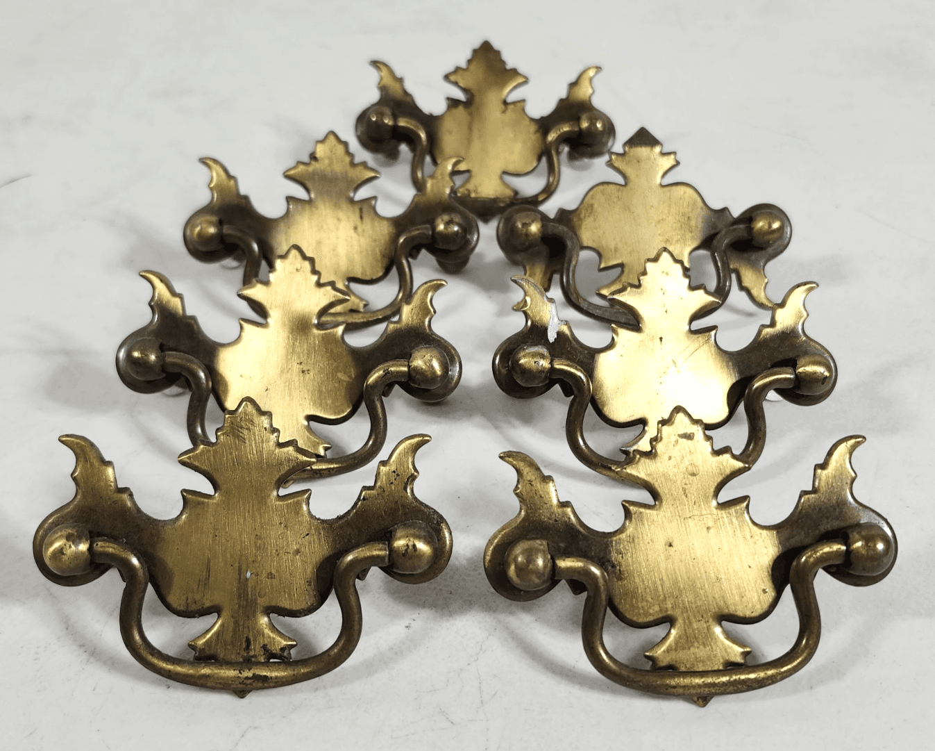 Vintage Chippendale Drawer Pulls Handles Set Of 7 Furniture Hardware Home Decor - Thumbnail 2
