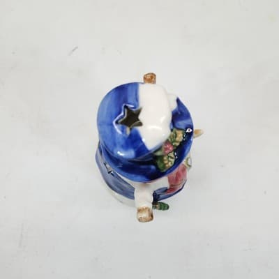 Christmas Snowman Ceramic Winter Holiday Candle Holder Home Decor 7" - Thumbnail 8
