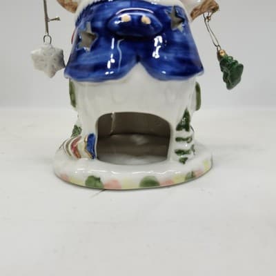 Christmas Snowman Ceramic Winter Holiday Candle Holder Home Decor 7" - Thumbnail 10