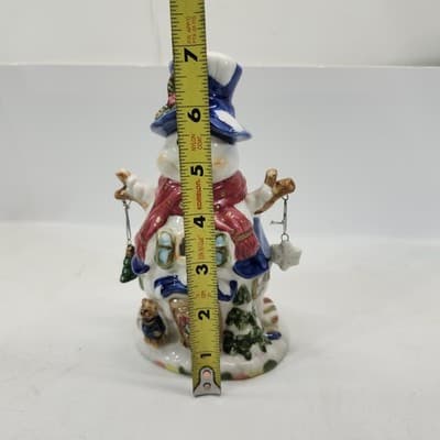 Christmas Snowman Ceramic Winter Holiday Candle Holder Home Decor 7" - Thumbnail 9