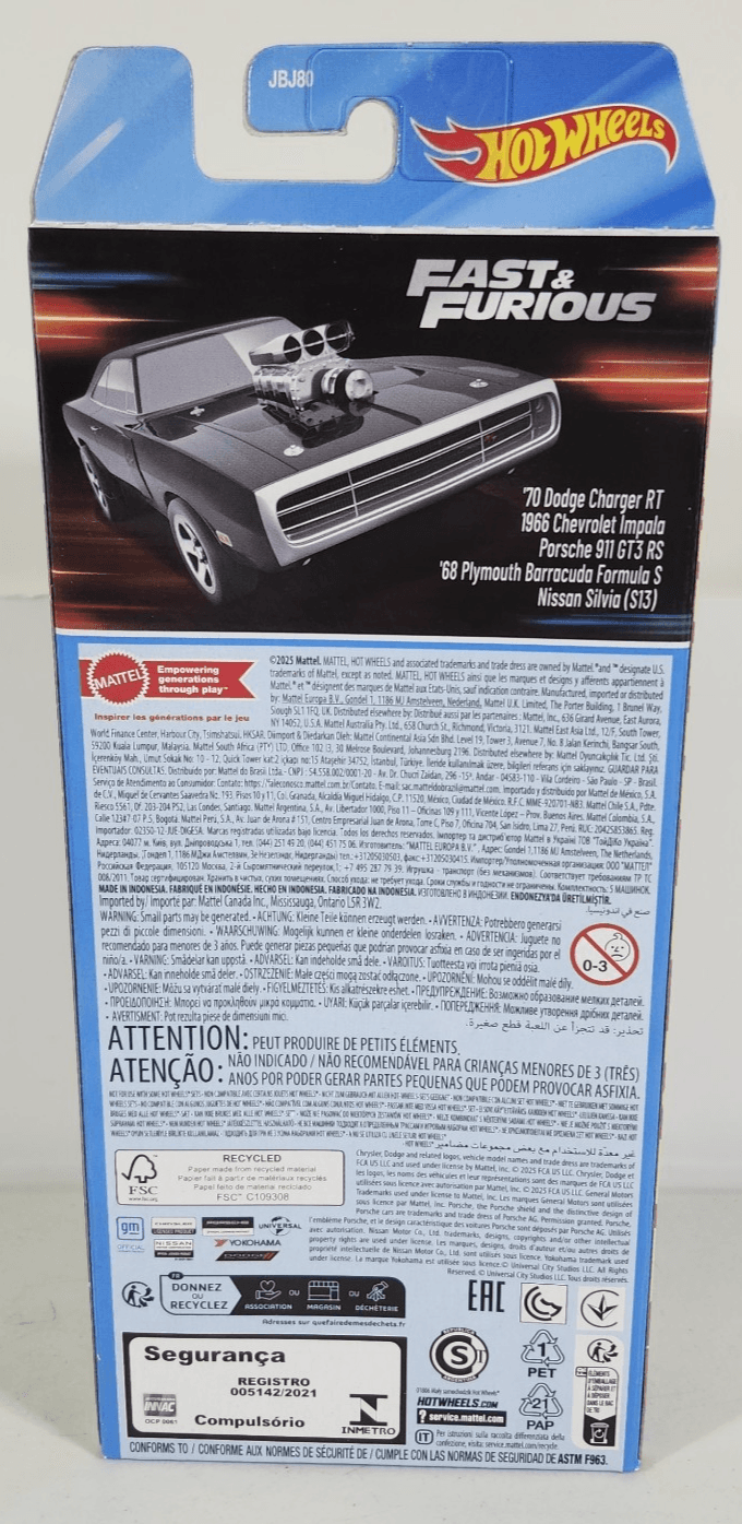 2025 Hot Wheels Fast & Furious 5 Pack Charger Impala Porsche 911 Barracuda - Thumbnail 6