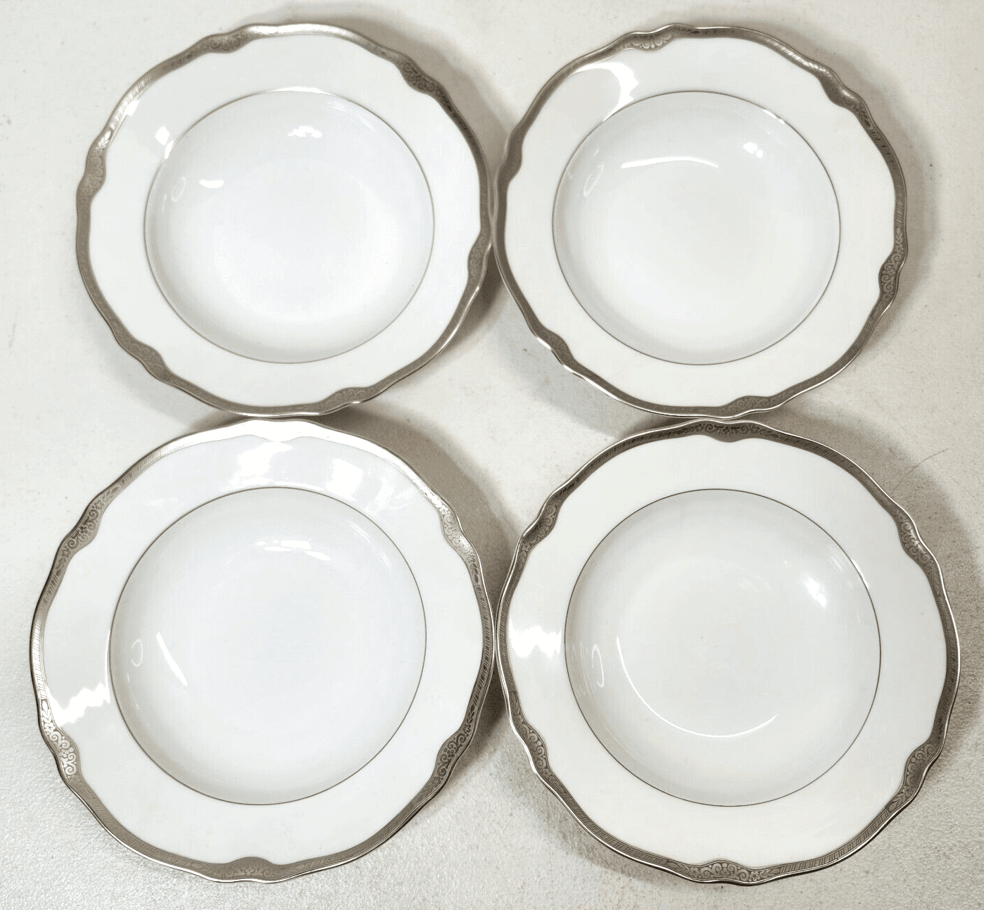 Set of 4 Franconia Krautheim Selb Bavaria Jewel Platina Salad Plates 8"