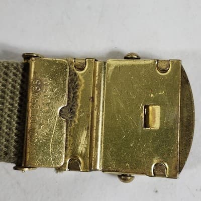 VINTAGE 1970s Boys Scout Tan Canvas Belt 31” With Brass Buckle- USA Made Scouts - Thumbnail 5