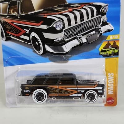2026 Hot Wheels Wagons Classic '55 Nomad Black Car 1/64 Toy Vehicle NEW - Thumbnail 2
