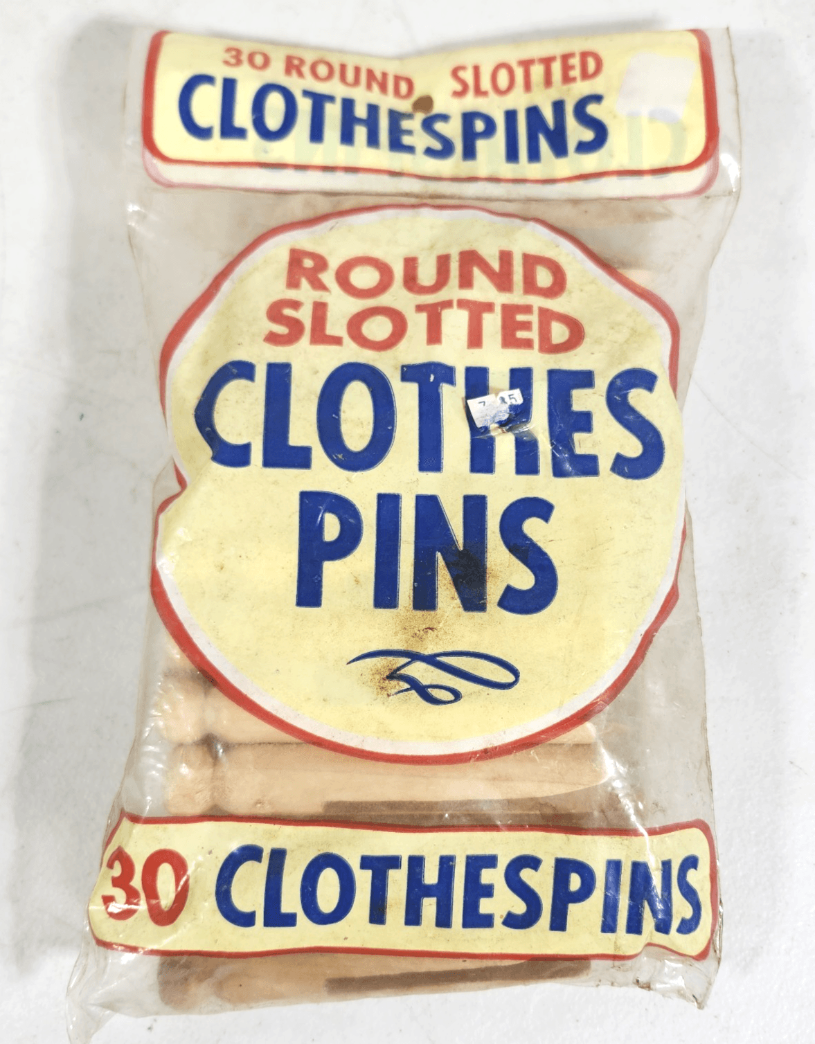Vintage Wooden Clothespins Round Heads Pack of 30 New NOS
