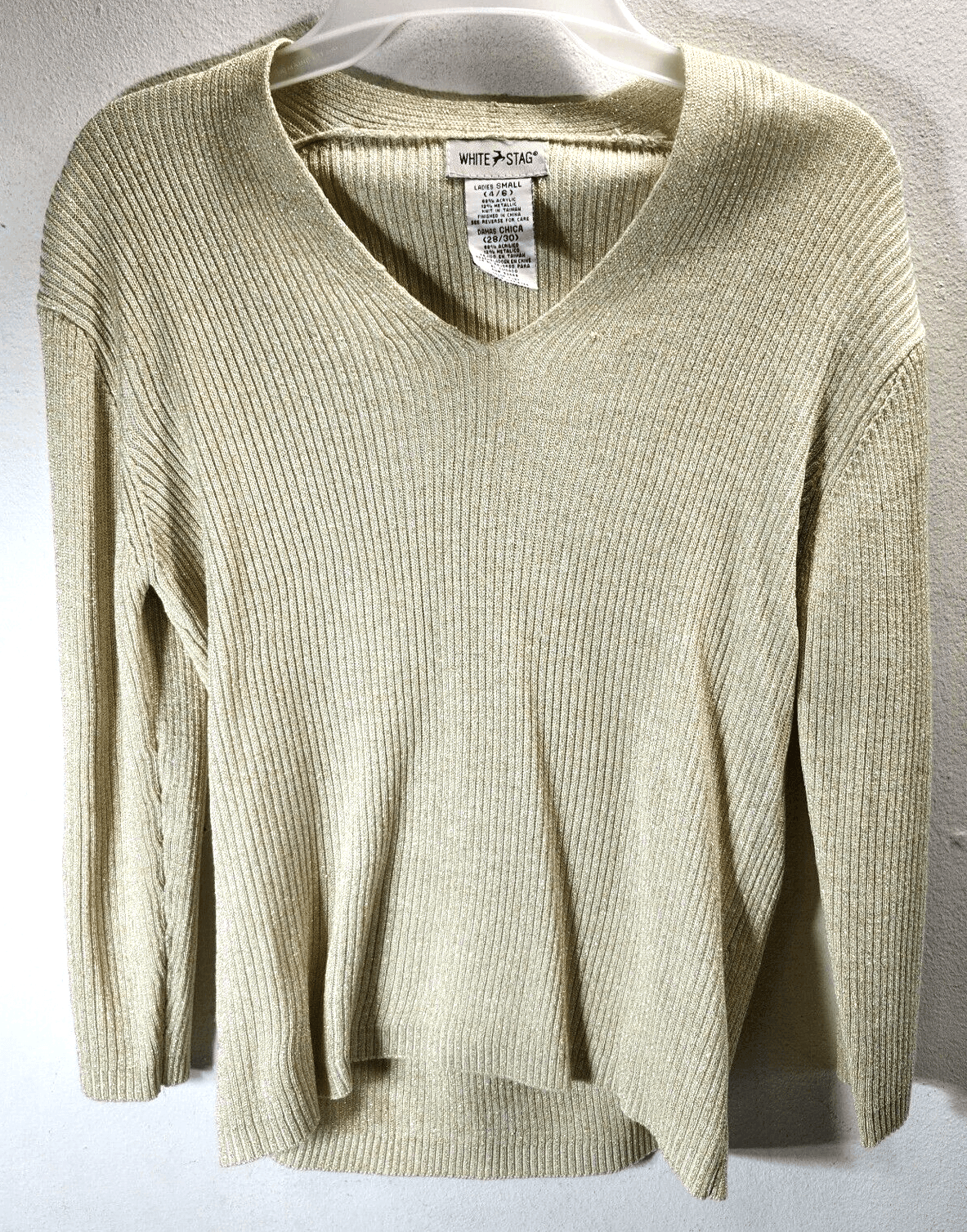 White Stag Womens Size Small Gold Metallic Shirt Blouse Top