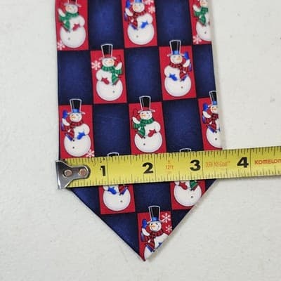 Hallmark Yule Tie Greetings Christmas Silk Neck Tie Snowman Frosty 60" X 3.5" - Thumbnail 2