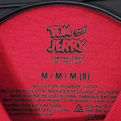Tom and Jerry Kids Red Graphic Stay Chill T-Shirt Top Size Medium (8) NEW - Thumbnail 8