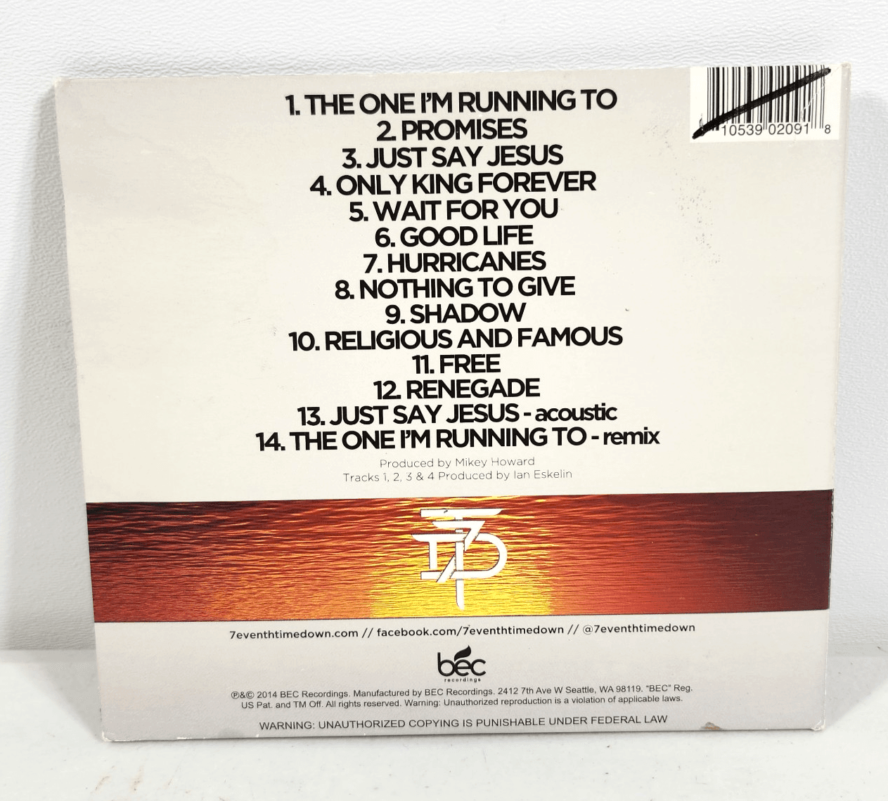 7eventh Time Down Just Say Jesus Music CD 2014 BEC Recordings - Thumbnail 3