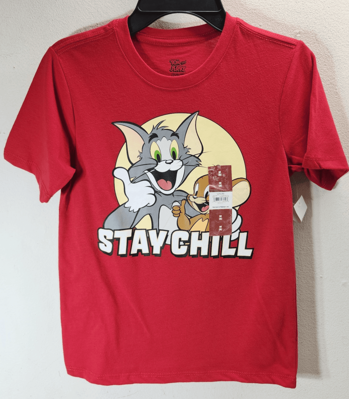 Tom and Jerry Kids Red Graphic Stay Chill T-Shirt Top Size Medium (8) NEW - Thumbnail 5