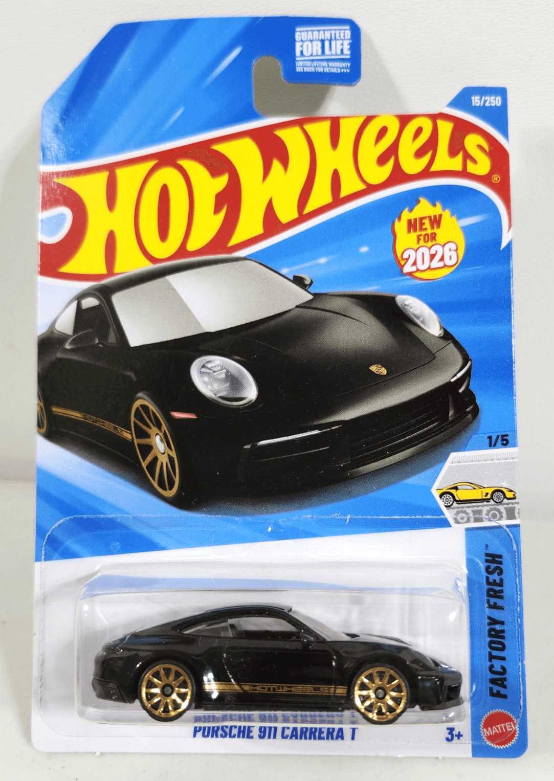 2026 Hot Wheels Porsche 911 Carrera T Factory Fresh Black Car 1/64 Toy Vehicle