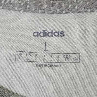 Adidas Men's L T-Shirt Gray Short Sleeve Top Essential Allover Print - Thumbnail 7