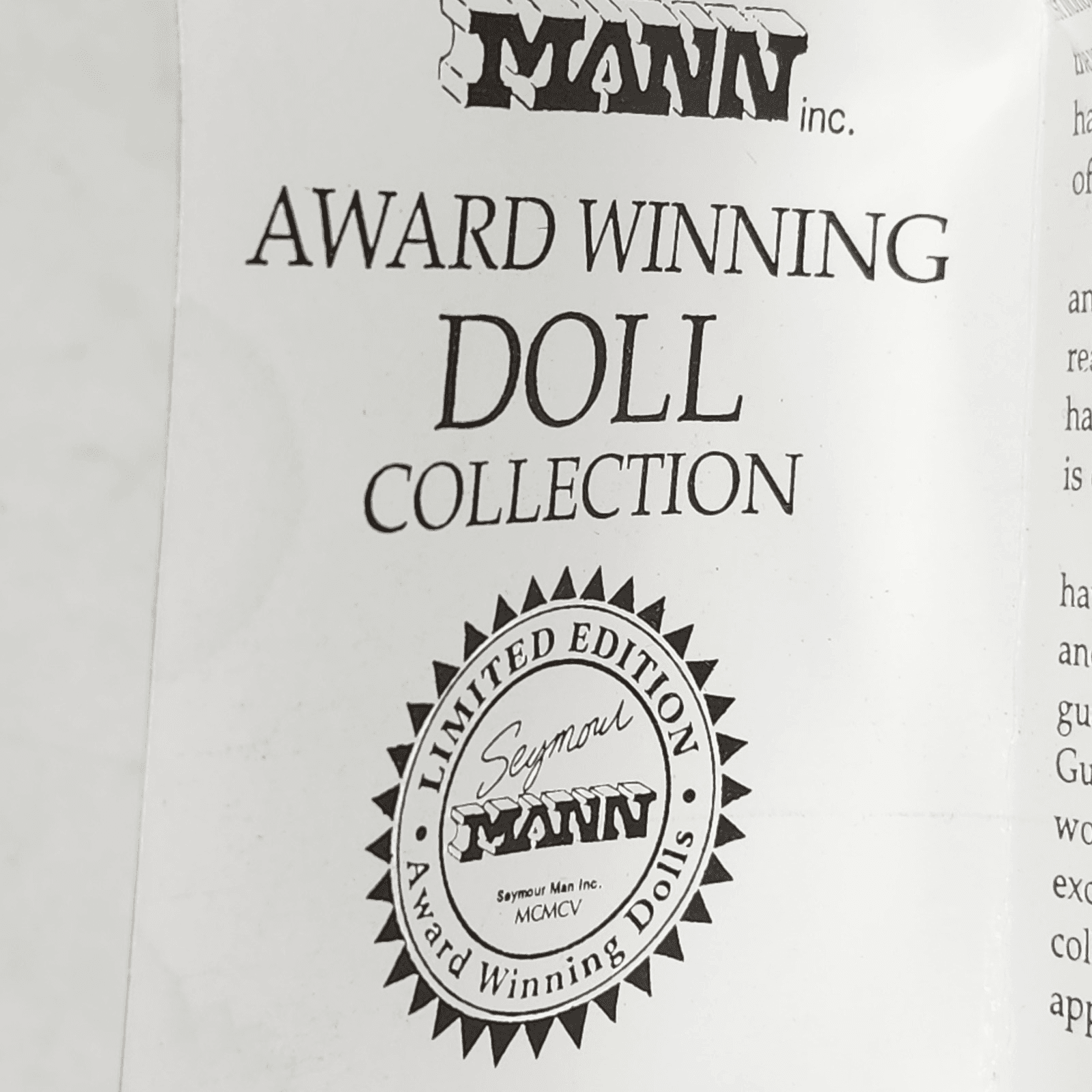 Vintage 1991 Seymour Mann Connoisseur Collection 16" Porcelain Doll W/Stand - Thumbnail 14