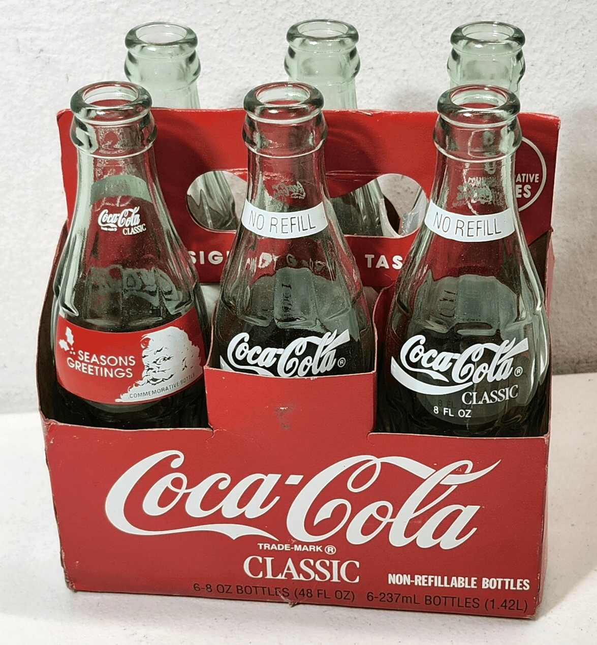 Coca Cola Classic VTG Bottle Six Pack With Holder Commerative