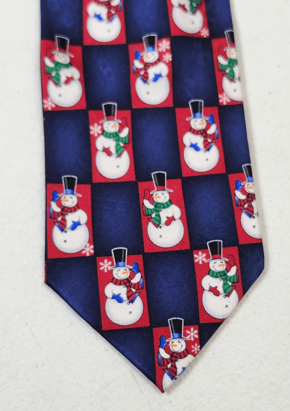 Hallmark Yule Tie Greetings Christmas Silk Neck Tie Snowman Frosty 60" X 3.5"