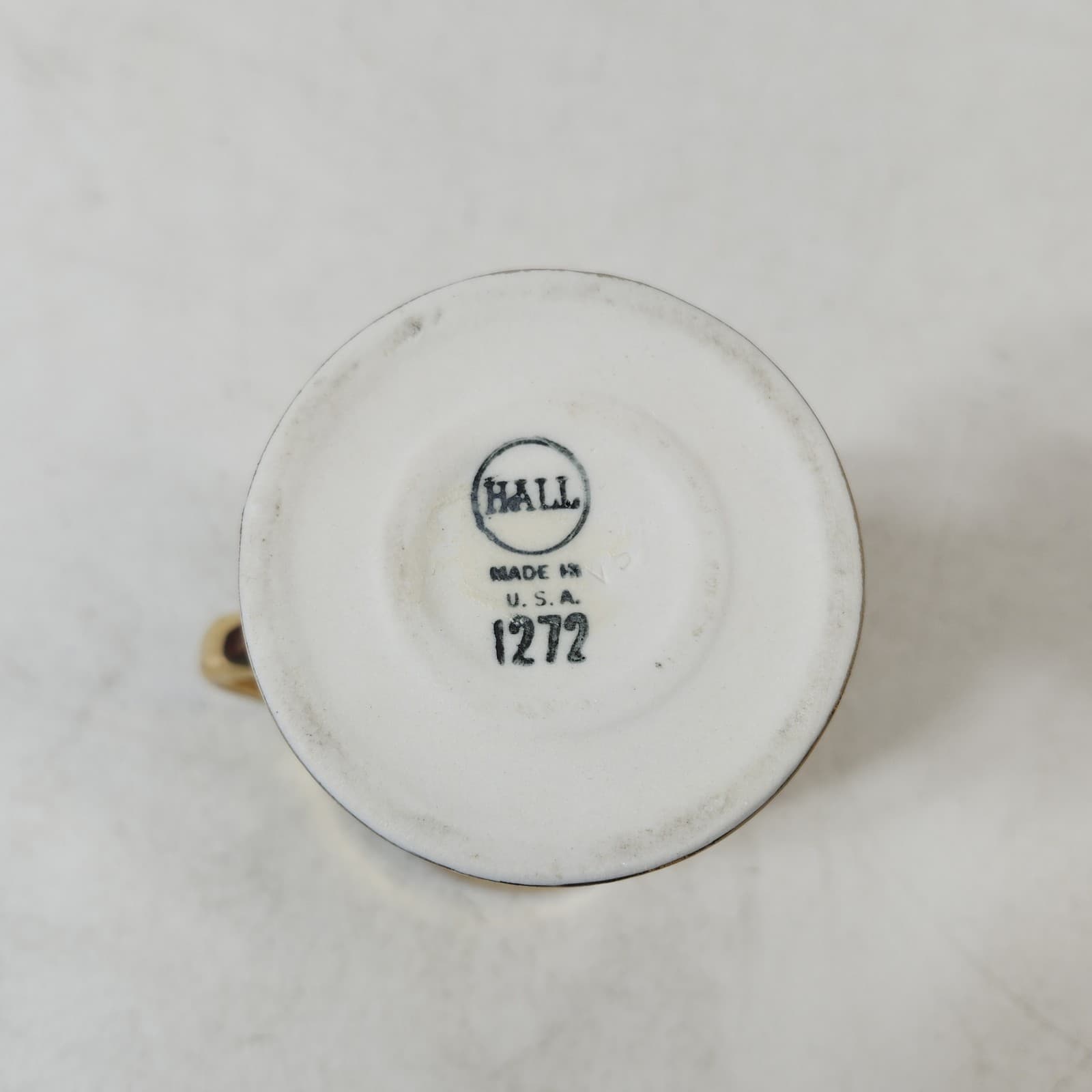 Vintage Hall Gold Ceramic Coffee Mug #1273 Collectible Pottery Made in USA - Thumbnail 10