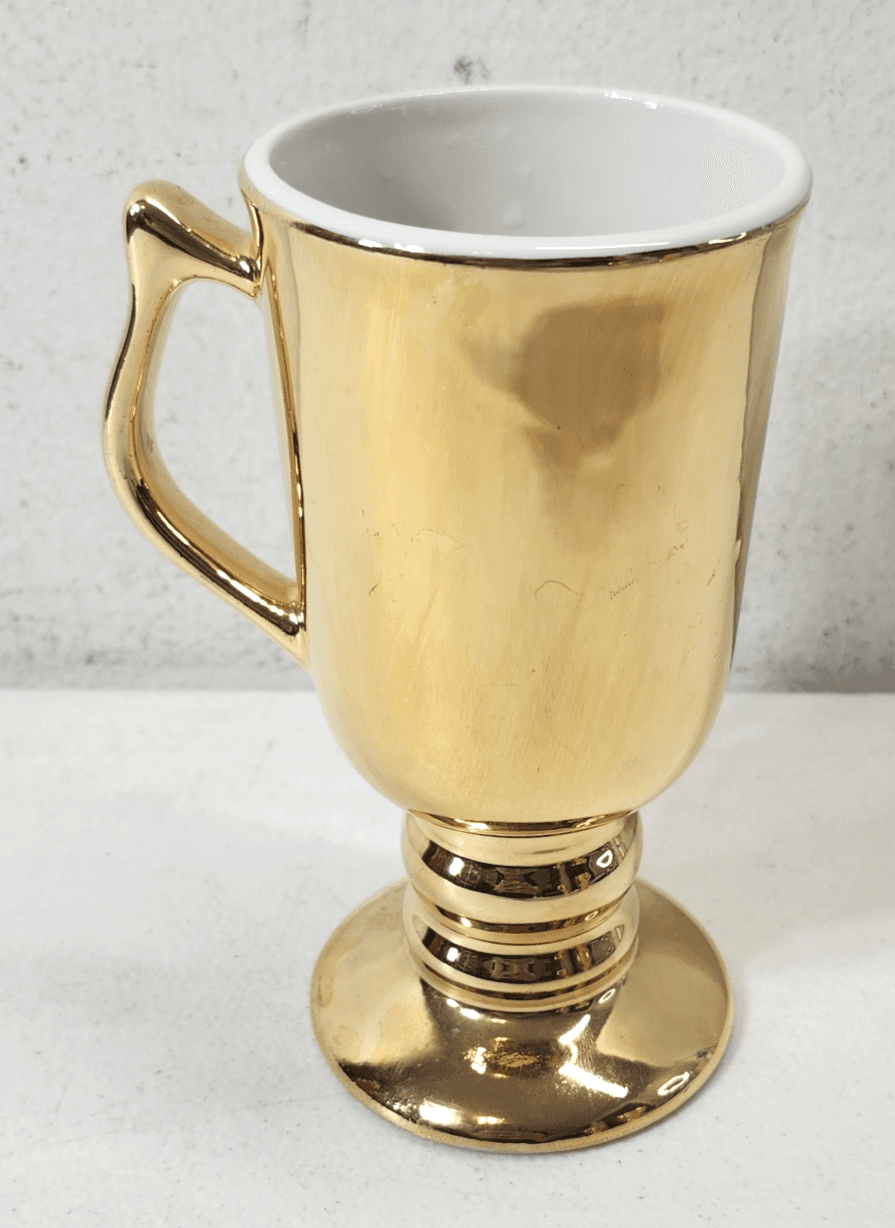 Vintage Hall Gold Ceramic Coffee Mug #1273 Collectible Pottery Made in USA - Thumbnail 2
