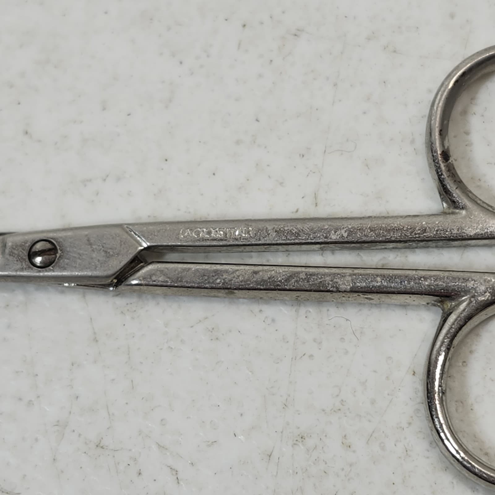 Vintage LA Cross Italy Mustache Bear Trim Scissors 3.5" - Thumbnail 4