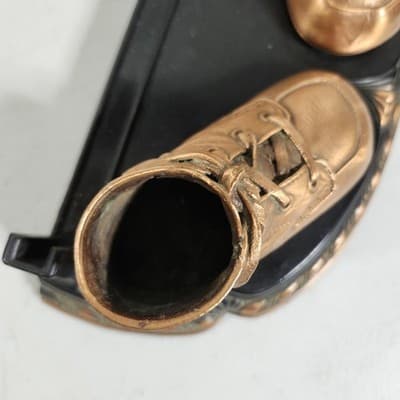 Vintage Baby Shoes Picture Frame Bronze Tone Keepsake Nursery Decor Display - Thumbnail 7