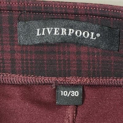 Liverpool Pull On Skinny Pants Womens Size 10 Red Black Plaid Flat Front - Thumbnail 7