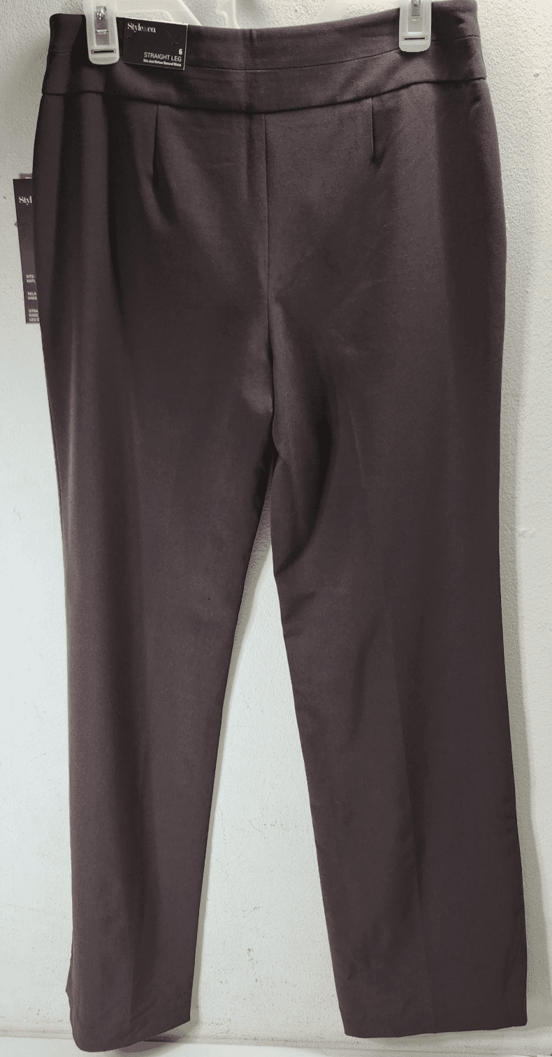 Style & Co Pants Mid Rise Straight Leg Size 6 Brown Work Core Cruise Classic NEW - Thumbnail 4