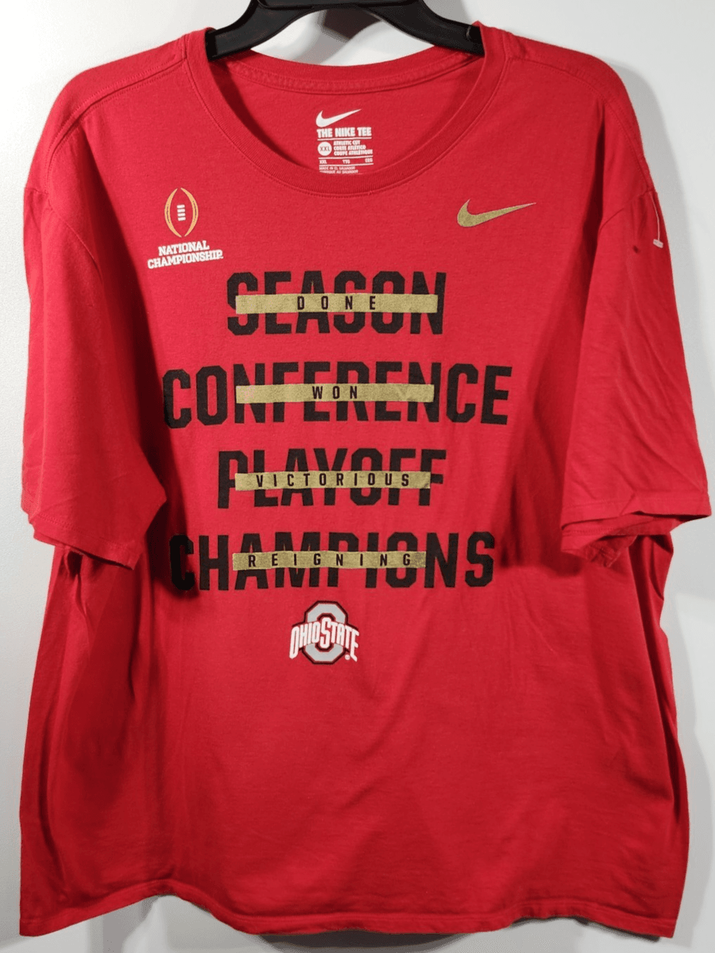 Ohio State Buckeyes Nike T Shirt Men's XXL Red Athletic Cut Champion